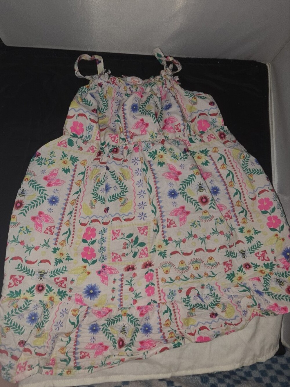Girls' Floral Print Sleeveless Dress - Pink & Cream